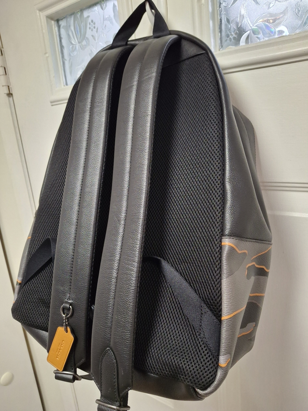 Coach Men's Black and Gray Camo Backpack with Orange Trim - Picture 5 of 5
